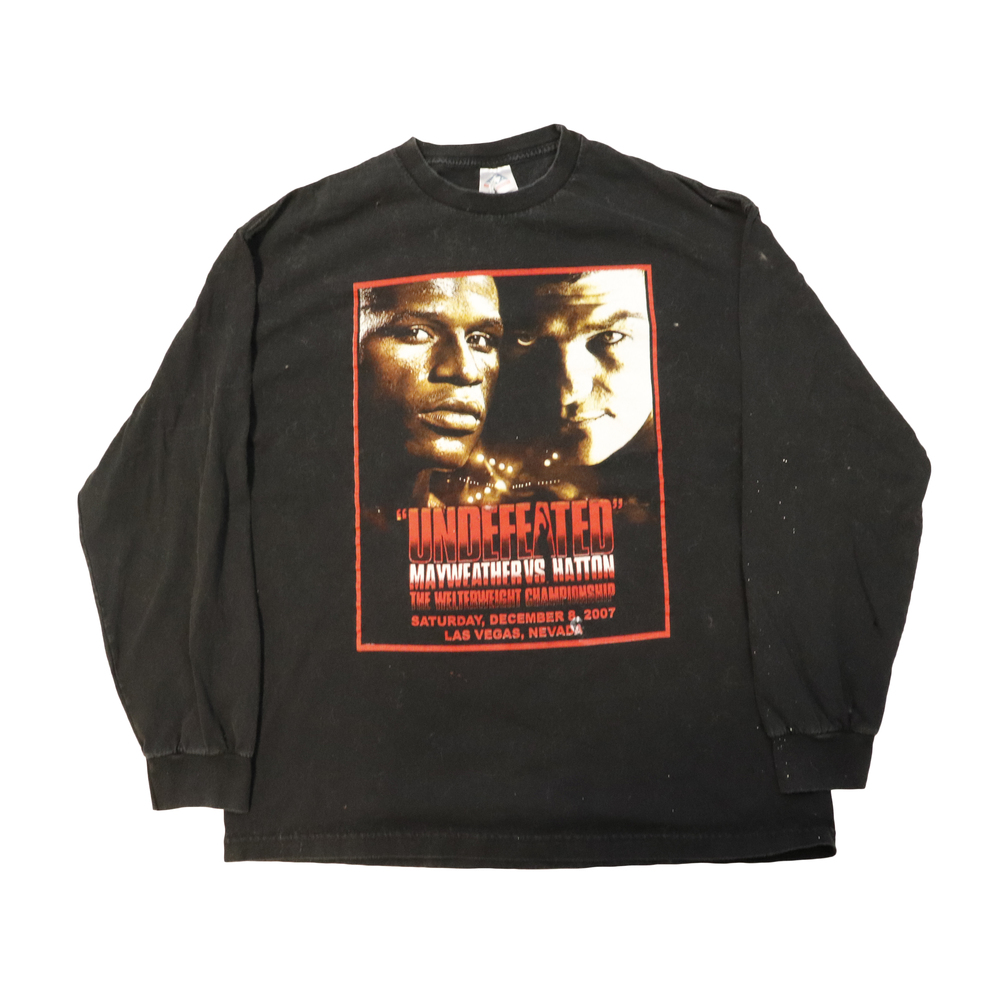 Vintage Mayweather vs Hatton Boxing Graphic Long Sleeve T-Shirt Size M